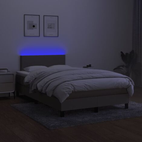 Letto a Molle con Materasso e LED, Letto Matrimoniale, Letto per adulti  Tortora 120x200cm in Tessuto