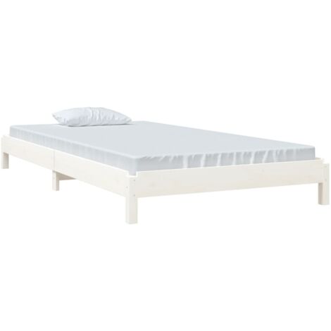 Letto Impilabile, Letto per adulti, Letto singolo Bianco 90x200cm in Legno  Massello di Pino KDLO146474 MaisonChic