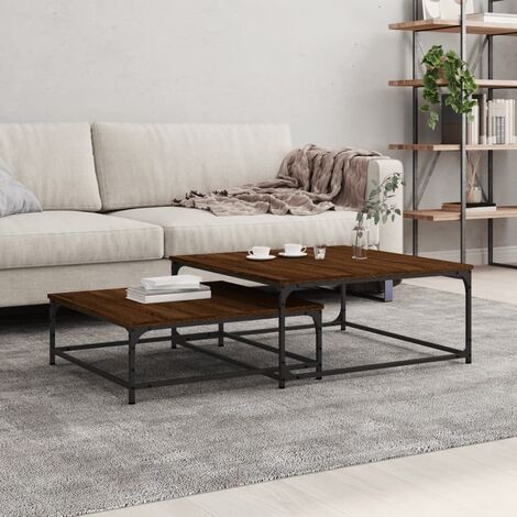 Set 2 Tavolini Da Caffè Nido Rotondi Moderni - Con Vetro Temperato, Design A Risparmio Spazio Per Soggiorno/Balcone/Ufficio