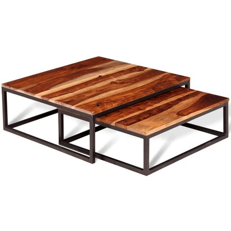Home Discount Set Di 3 Tavolini A Incastro In Impiallacciato Di Quercia – Finitura Rovere Naturale – Salvaspazio