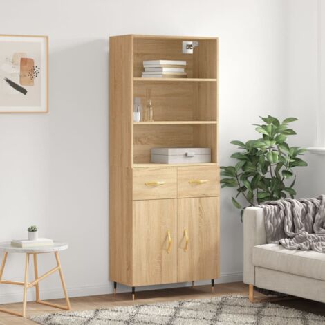 Buffet In Bambù LOKO Con Ante Scorrevoli In Vetro E Porta In Rattan - Credenza Moderna Per Soggiorno, Sala Da Pranzo O Corridoio - Bohémien E Funzionale