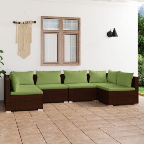 Set salottino da giardino in polyrattan marrone composto da 4 pezzi divano,  tavolino e 2 poltrone arredamento da esterno