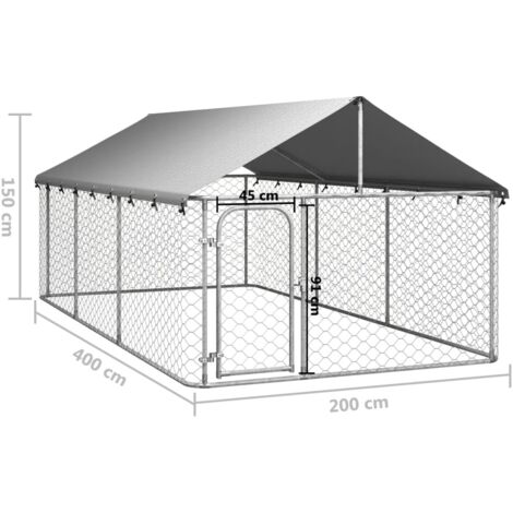 Gabbia Per Cani KKHOMEI Da Esterno 6x2x2 M – Recinto In Acciaio Zincato Con Tetto Impermeabile E Porta Con Serratura