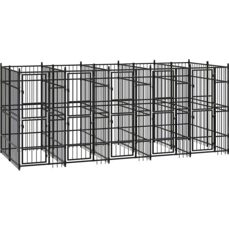 Kennel Per Cani PawHut In Acciaio - Cuccia Interni/Esterni Con Tetto In Oxford, 244x122x183 Cm, Nero/Verde - Foto 4