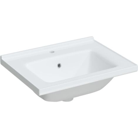 Lavandino Angolare Da Bagno In Ceramica | Con Foro Rubinetto Singolo E Miscelatore Incluso | Misure 34x34x24 Cm | Da Appoggio O A Parete
