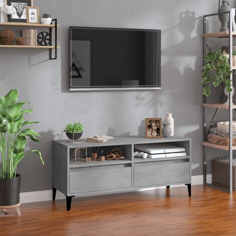 Mobile per TV，Porta TV Salotto，Tavolino TV Grigio Cemento 100x34,5x44,5 cm  Legno Multistrato