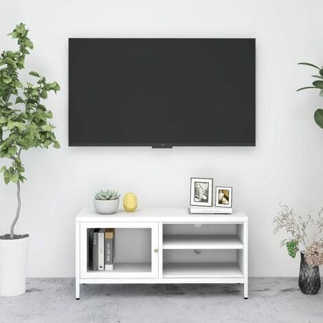 Mobile TV Moderno / Tavolino TV / Porta TV Elegante con Ripiani in Vetro  140 cm (Bianco Opaco / Grigio Lucido, senza LED) - Bianko