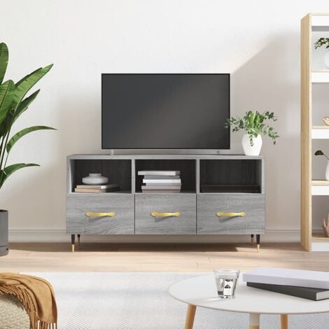 Mobile TV，Mobile Porta TV Salotto，Tavolino TV Grigio Sonoma 102x36x50 cm in  Legno Multistrato MCWN588516 MaisonChic