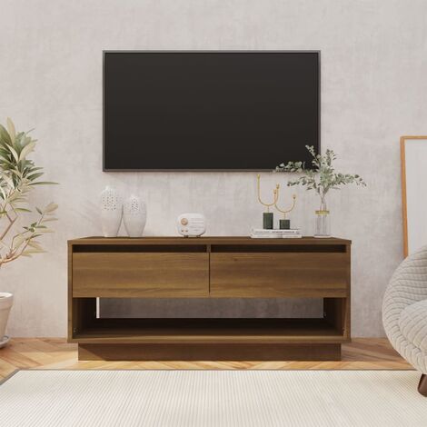 Mobile TV Rovere Marrone 102x41x44 Cm - 2 Cassetti E Vano A Giorno, Truciolato, Focal Point Per Il Soggiorno