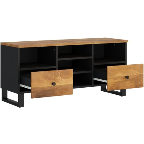 Mobile TV，Mobile Porta TV Salotto，Tavolino TV 100x33x46cm Legno Massello Mango e Legno Multistrato MCWN927326 MaisonChic