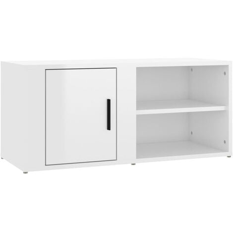 2 pz Mobili TV，Mobili Porta TV，Tavolino TV，Mobile da soggiorno Bianco  Lucido 80x31,5x36cm