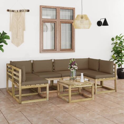 Maison Exclusive - Set Salotto Giardino 7 pz Cuscini Antracite Legno  Massello Pino