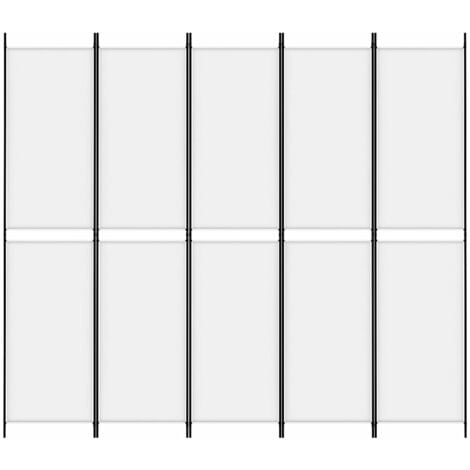 Paravento，Divisorio a 5 Pannelli，Frangivista Separé Divisorio per Ambienti  Bianco 250x220 cm Tessuto BEV29193 MaisonChic