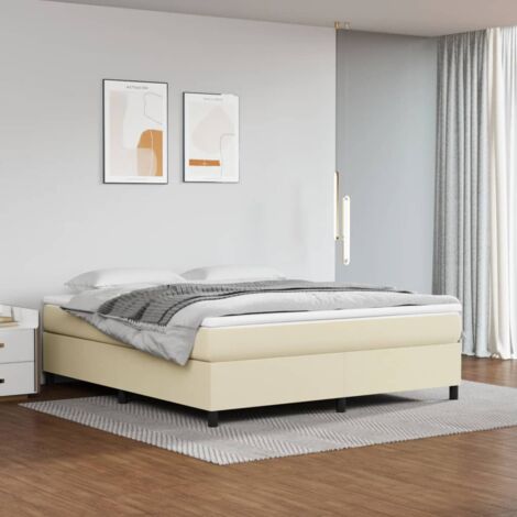 Letti per adulti,Giroletto a Molle,Letto matrimonial,Letto a molle,Struttura del letto Crema 160x200 cm in Similpelle DGVS7818312 MaisonChic