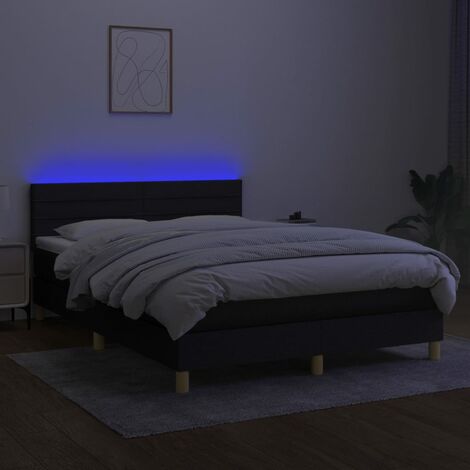 Letti per adulti，Letto a Molle con Materasso e LED，Letto matrimonial Nero  140x200 cm in