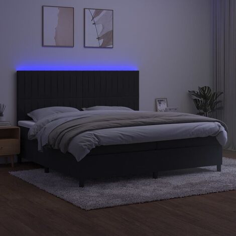 Letto a Molle con Materasso e LED，Letti per adulti，Letto singolo Nero  90x200 cm in