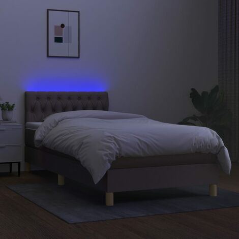 Letto a Molle con Materasso e LED，Letti per adulti，Letto singolo Tortora  90x200 cm in