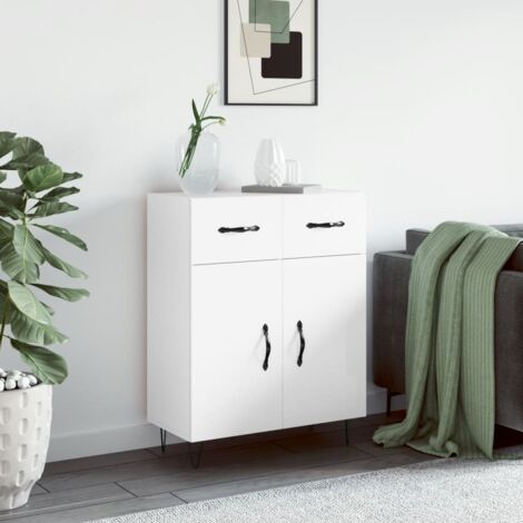 Credenza，Madia per salotto，Buffet da cucina Moderna 69,5x34x90 cm in Legno  Multistrato Bianco Lucido