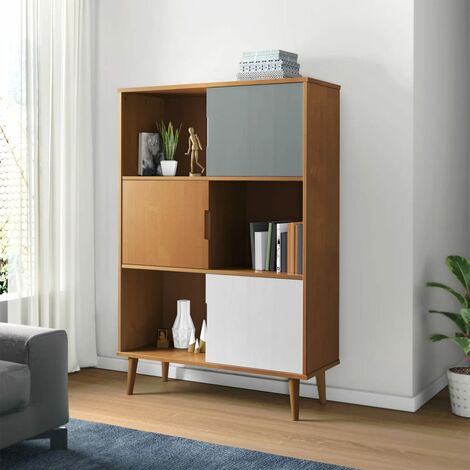 Libreria，Scaffale，Armadio per libri MOLDE Marrone 90x35x133,5 cm in Legno  Massello di Pino MCI117745 MaisonChic