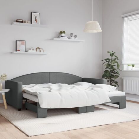 Vyfipt Divano Letto Futon Convertibile In Lino Grigio - 180 Cm, Con Schienale E Braccioli Regolabili, Memory Foam, Struttura Legno - 2