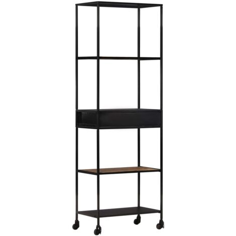 Libreria，Scaffale，Armadio per libri 60x35x180 cm in Legno di Mango Grezzo e  Ferro MCI459414 MaisonChic