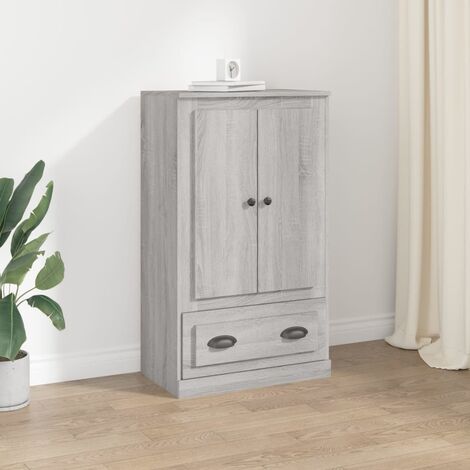 Credenza Soggiorno Grigio Sonoma - Mobile Multiuso Con Ante E Piano In Legno - Foto 10
