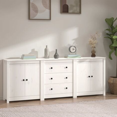 Credenza in Legno Bianco Lucido con Mobile da 210 Madia per Ingresso