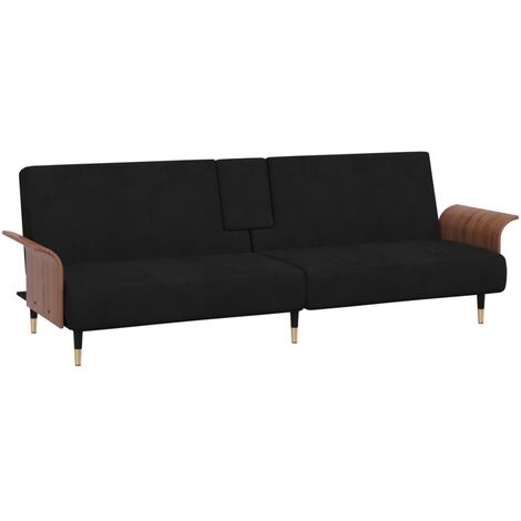 Divano Letto，Sofa Soggiorno，Divano convertibile con Portabicchieri in Velluto Nero MCI620947 MaisonChic