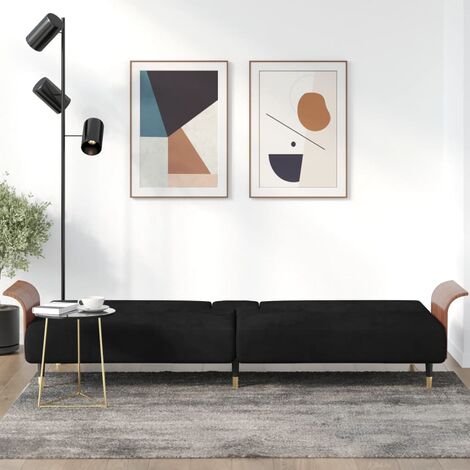 Divano Letto，Sofa Soggiorno，Divano convertibile con Portabicchieri in Velluto Nero MCI620947 MaisonChic