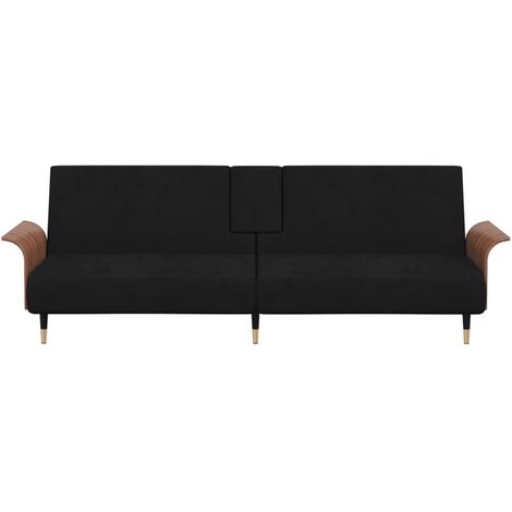Divano Letto，Sofa Soggiorno，Divano convertibile con Portabicchieri in Velluto Nero MCI620947 MaisonChic