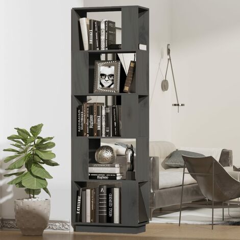 Libreria/Divisorio,Scaffale,Armadio per Libri Grigio 51x25x163,5 cm legno Massello di Pino MCI872873 Maisonchic