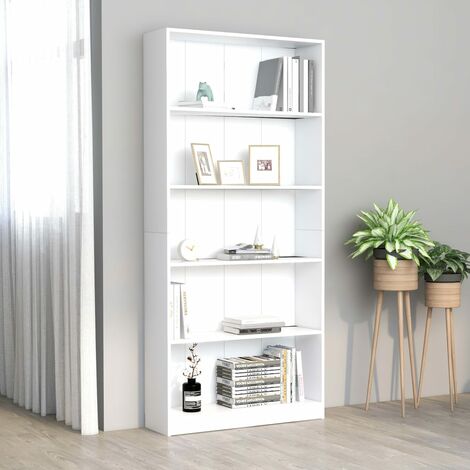 Libreria a 5 Ripiani，Scaffale，Armadio per libri Bianca 80x24x175 cm in Legno  Multistrato MCI758766 MaisonChic