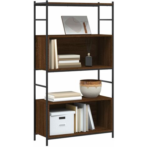 Libreria，Scaffale，Armadio per libri Rovere Marrone 80x30x145,5cm Legno  Multistrato e Ferro MCI853999 MaisonChic