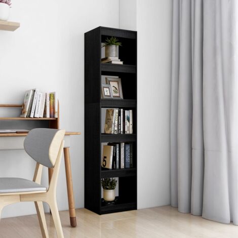 Libreria/Divisorio，Scaffale，Armadio per libri Nero 40x30x167,5 cm in  Massello di Pino MCI541039 MaisonChic