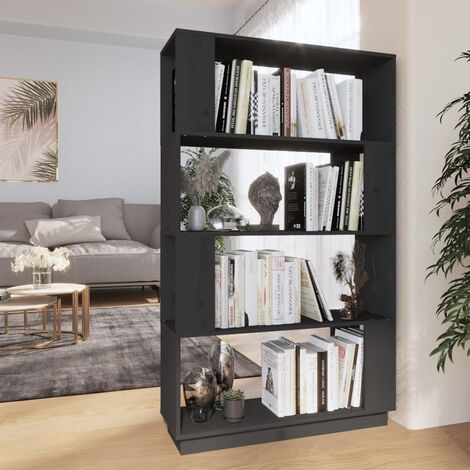 Libreria/Divisorio,Scaffale,Armadio per Libri Grigio 80x25x132 cm legno Massello di Pino MCI247799 Maisonchic