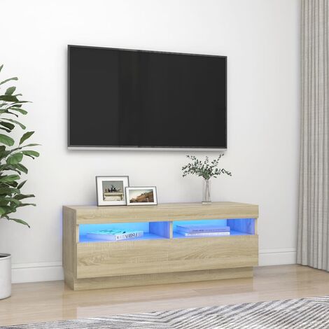 Mobile Porta TV con Luci LED, Armadietti per TV, Tavolino TV Per Salotto  Rovere Sonoma 100x35x40 cm KOS77326 MaisonChic