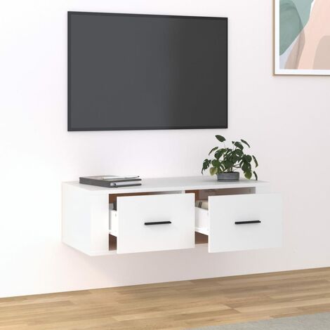 Porta TV sospeso a parete - Mensola TV a parete con 2 cassetti, console  multimediale in legno Centro di intrattenimento sotto la TV, ripiano