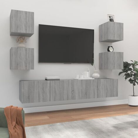 6 pz Set di Mobili Porta TV, Tavolino TV Per Salotto, Armadietti a per TV  Grigio