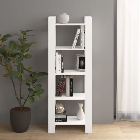 Libreria, Divisorio, Scaffale Portaoggetti, Scaffale per libri e documenti  Bianco 60x35x160 cm Legno Massello KOS96878 MaisonChic