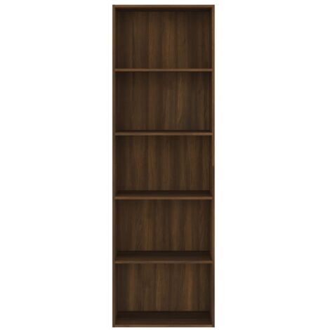 Libreria 5 Ripiani, Scaffale Portaoggetti, Scaffale per libri e documenti  Rovere Marrone 60x30x189cm Legno Multistrato KOS66451