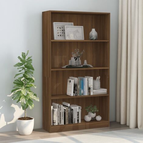 Libreria 4 Ripiani, Scaffale Portaoggetti, Scaffale per libri e documenti  Rovere Marrone 80x24x142cm Legno Multistrato KOS66605 MaisonChic