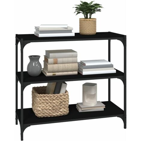 Libreria, Mobile Porta Libri, Scaffale Portaoggetti Nero 80x33x70,5 cm Legno  Multistrato Acciaio KOS35375 MaisonChic