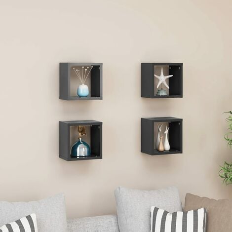 Set di 3 mensole in legno da parete Ripiani mensole e cubi decorativi a  muro - Costway