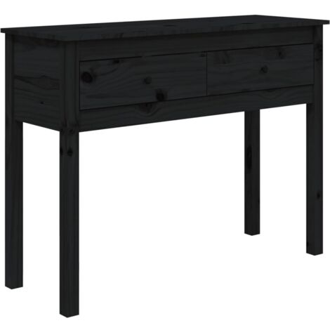 Tavolo Consolle，Tavolo da ingresso，Consolle Salvaspazio e Multiuso per  Soggiorno, Ingresso e Corridoio Nero 110x40x75 cm in Legno Massello di Pino  CNWI414205 MaisonChic