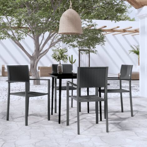 5 pz Set da Pranzo da Giardino，Salotti da giardino，Set tavolo e sedie da  giardino