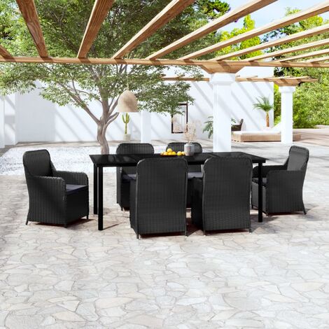 Casaria Tavolo e sedie da giardino rattan WPC cuscini 8 sedie impilabili  set mobili da esterno