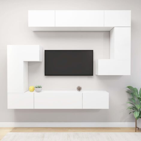 Maison Exclusive - Set Mobili Porta TV 3 pz Bianco in Legno Multistrato