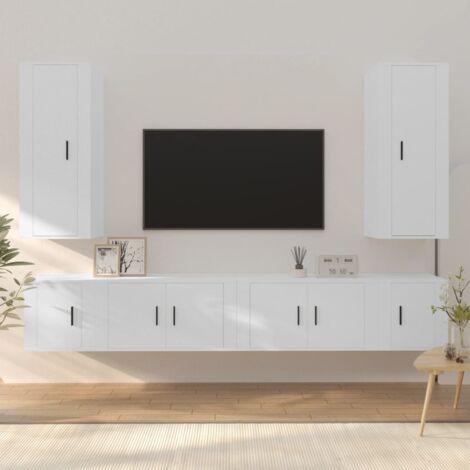 Mobile parete soggiorno porta TV cassetti sospesi bianco