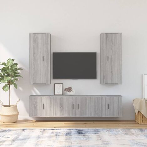 5 pz Set di Mobili Porta TV，Mobili TV，Tavolino TV，Mobile da soggiorno  Grigio Sonoma