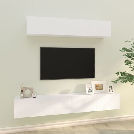 Mobile TV Con Luci LED - Moderno, In Legno, Bianco, 160x35x40 Cm, Per Soggiorno - Foto 4